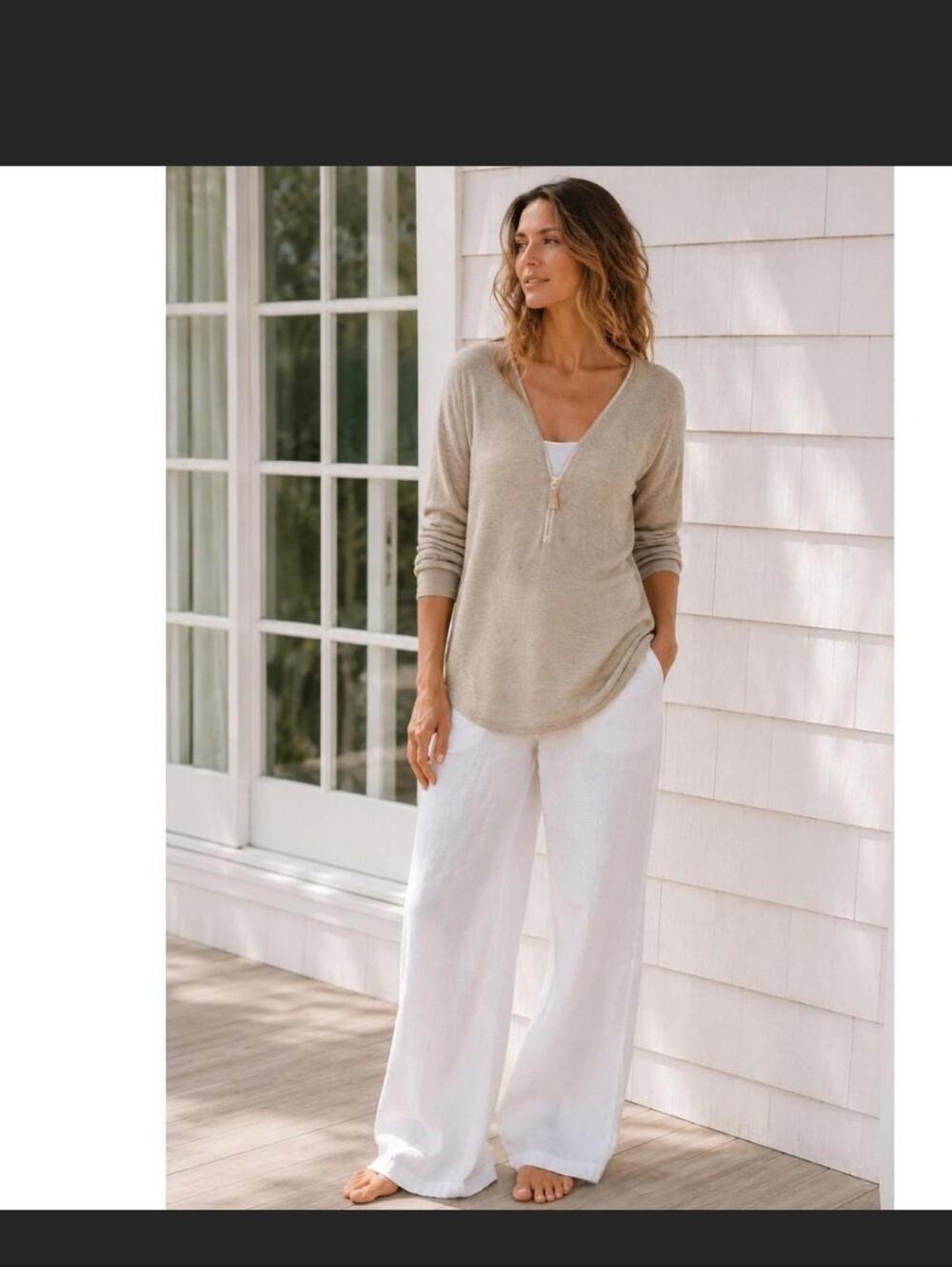 NWT. Soft Surroundings Valentina Zip Sweater In Stone Sz.Xl